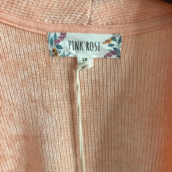 Pink Rose Everyday Peach Size 1X Longline Cardigan - Picture 3 of 5